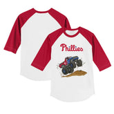 Philadelphia Phillies Tiny Turnip Youth Monster Truck 3/4-Sleeve Raglan T-Shirt - White/Red