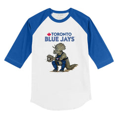 Toronto Blue Jays Tiny Turnip Youth Triceratops 3/4-Sleeve Raglan T-Shirt - White/Royal