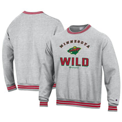 Minnesota Wild Champion Reverse Weave Yarn Dye Pullover Sweatshirt Heather Gray