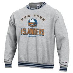 New York Islanders Champion Reverse Weave Yarn Dye Pullover Sweatshirt Heather Gray