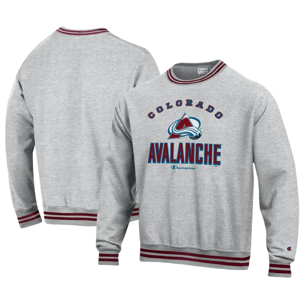 Colorado Avalanche Champion Reverse Weave Yarn Dye Pullover Sweatshirt Heather Gray