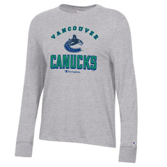 Vancouver Canucks Champion Women's Core Long Sleeve T-Shirt Heather Gray