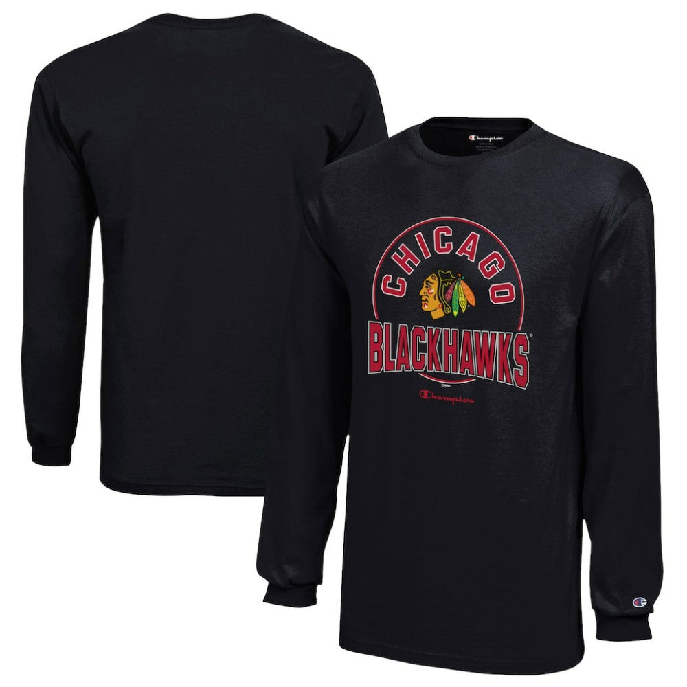 Chicago Blackhawks Champion Youth Long-Sleeve Jersey T-Shirt Black