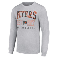 Philadelphia Flyers Starter Retro Graphic Long Sleeve Crew T-Shirt Heather Gray