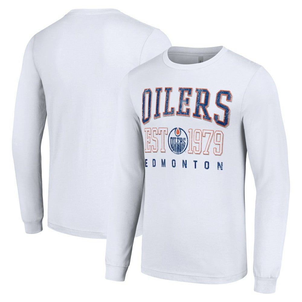 Edmonton Oilers Starter Retro Graphic Long Sleeve Crew T-Shirt White