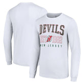 New Jersey Devils Starter Retro Graphic Long Sleeve Crew T-Shirt White