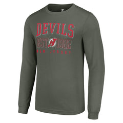 New Jersey Devils Starter Retro Graphic Long Sleeve Crew T-Shirt Green