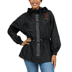 San Francisco Giants WEAR by Erin Andrews Women's Full-Zip Windbreaker Hoodie Jacket - Black