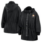 Houston Astros WEAR by Erin Andrews Women's Full-Zip Windbreaker Hoodie Jacket - Black
