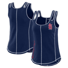 St. Louis Cardinals WEAR by Erin Andrews Women's Contrast Stitch Tank Top - Navy
