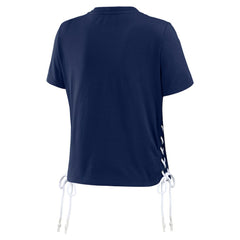 Boston Red Sox WEAR by Erin Andrews Women's Side Lace-Up Cropped T-Shirt - Navy