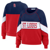 St. Louis Cardinals WEAR by Erin Andrews Women's Color Block Crew Neck Pullover Sweatshirt - Navy/Red