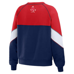 Boston Red Sox WEAR by Erin Andrews Women's Color Block Crew Neck Pullover Sweatshirt - Red/Navy