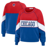 Chicago Cubs WEAR by Erin Andrews Women's Color Block Crew Neck Pullover Sweatshirt - Red/Royal