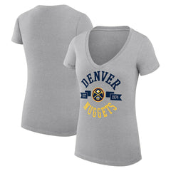 Denver Nuggets G-III 4Her by Carl Banks Women's Super-Slim Fit Lightweight Large City Logo V-Neck T-Shirt sale - Heather Gray cheap