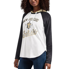 New Orleans Saints G-III 4Her by Carl Banks Women's MVP Raglan Hooded Long Sleeve T-Shirt - White cheap