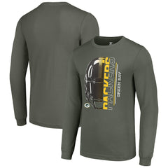 Green Bay Packers Starter Half Helmet Logo Long Sleeve T-Shirt - Green on sale