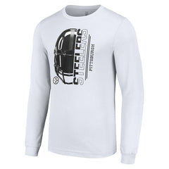 Pittsburgh Steelers Starter Half Helmet Logo Long Sleeve T-Shirt - White sale