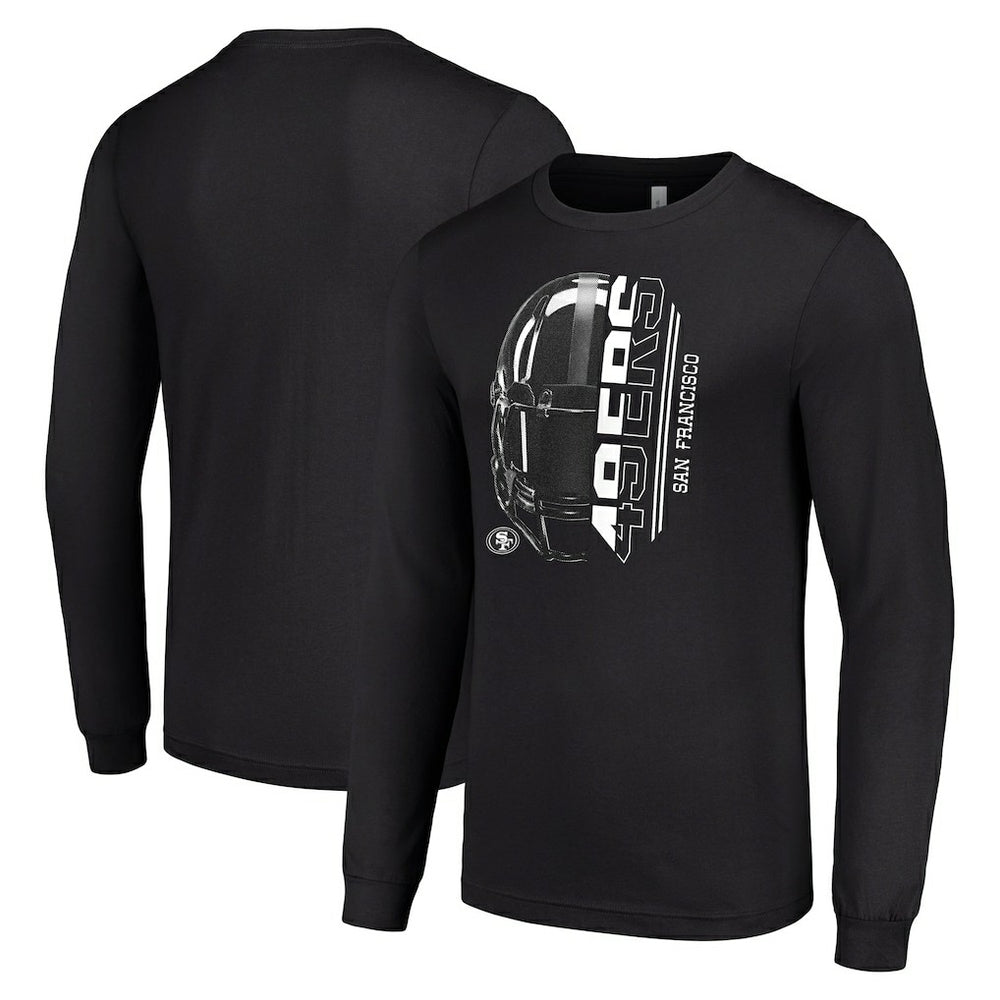 San Francisco 49ers Starter Half Helmet Logo Long Sleeve T-Shirt - Black cheap
