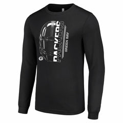 Green Bay Packers Starter Half Helmet Logo Long Sleeve T-Shirt - Black cheap