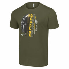 Green Bay Packers Starter Half Helmet Logo T-Shirt - Olive discount