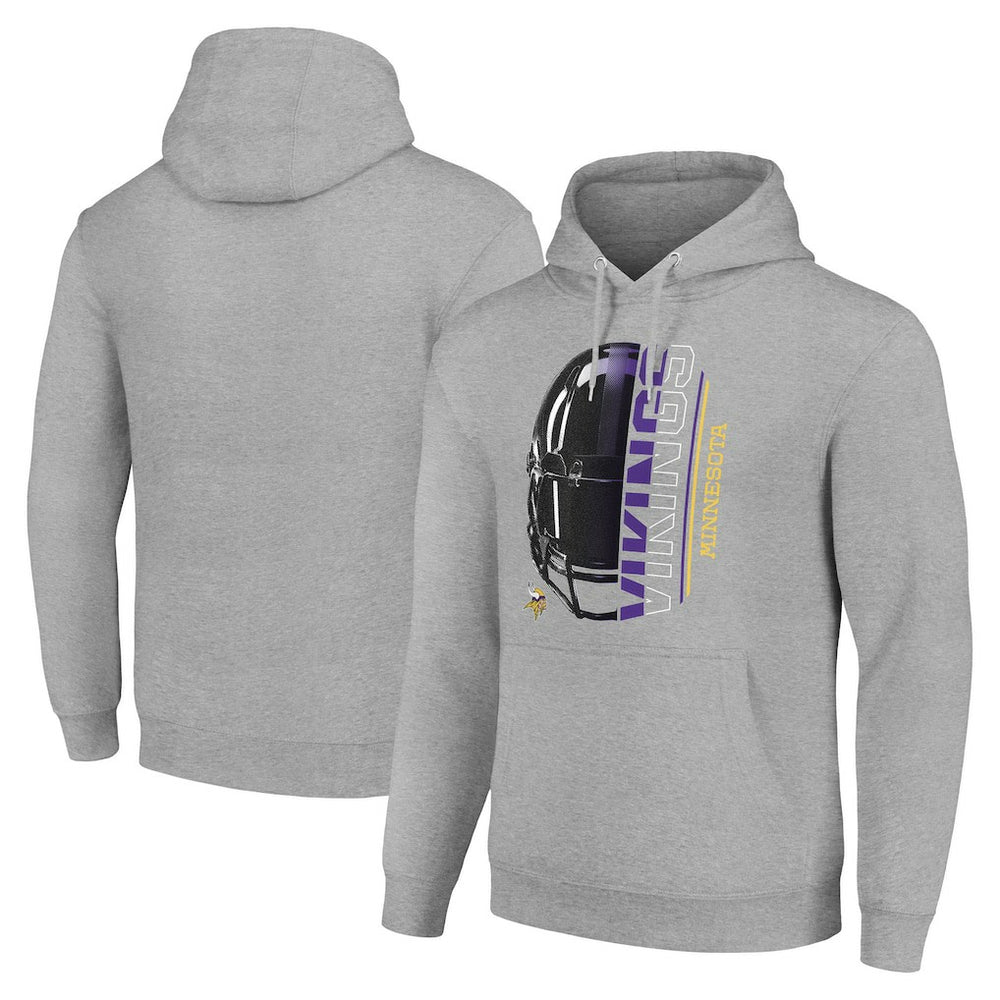 Minnesota Vikings Starter Unisex Half Helmet Logo Pullover Hoodie - Heather Gray on sale