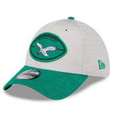 Philadelphia Eagles New Era 2024 Sideline Historic 39THIRTY Flex Hat - Stone/Midnight Green cheap