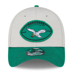 Philadelphia Eagles New Era 2024 Sideline Historic 39THIRTY Flex Hat - Stone/Midnight Green cheap