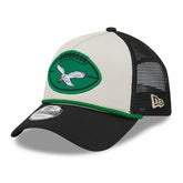 Philadelphia Eagles New Era 2024 Sideline Historic 9FORTY A-Frame Trucker Adjustable Hat - Stone/Black sale