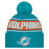 Miami Dolphins New Era 2024 Sideline Cuffed Knit Hat with Pom - Aqua outlet