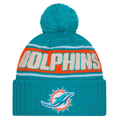 Miami Dolphins New Era 2024 Sideline Cuffed Knit Hat with Pom - Aqua outlet