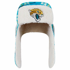 Jacksonville Jaguars New Era Sideline Plaid Sherpa Trapper Hat - Teal online