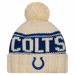 Indianapolis Colts New Era Women's 2024 Sideline Cuffed Knit Hat with Pom - Cream sale