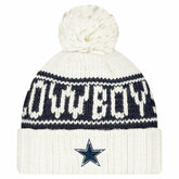 Dallas Cowboys New Era Women's 2024 Sideline Cuffed Knit Hat with Pom - White on sale