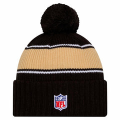 New Orleans Saints New Era Youth 2024 Sideline Sport Cuffed Knit Hat with Pom - Black outlet