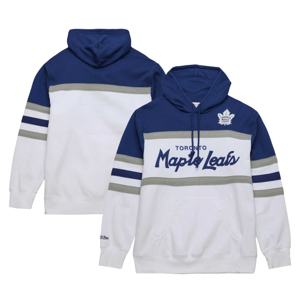 Toronto Maple Leafs Mitchell & Ness Head Coach Pullover Hoodie White/Blue