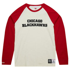 Chicago Blackhawks Mitchell & Ness Legendary Slub Vintage Raglan Long Sleeve T-Shirt Cream
