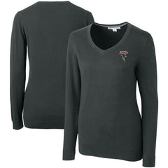 Atlanta Falcons Cutter & Buck Women's Throwback Logo Lakemont Tri-Blend V-Neck Pullover Sweater - Heather Charcoal online