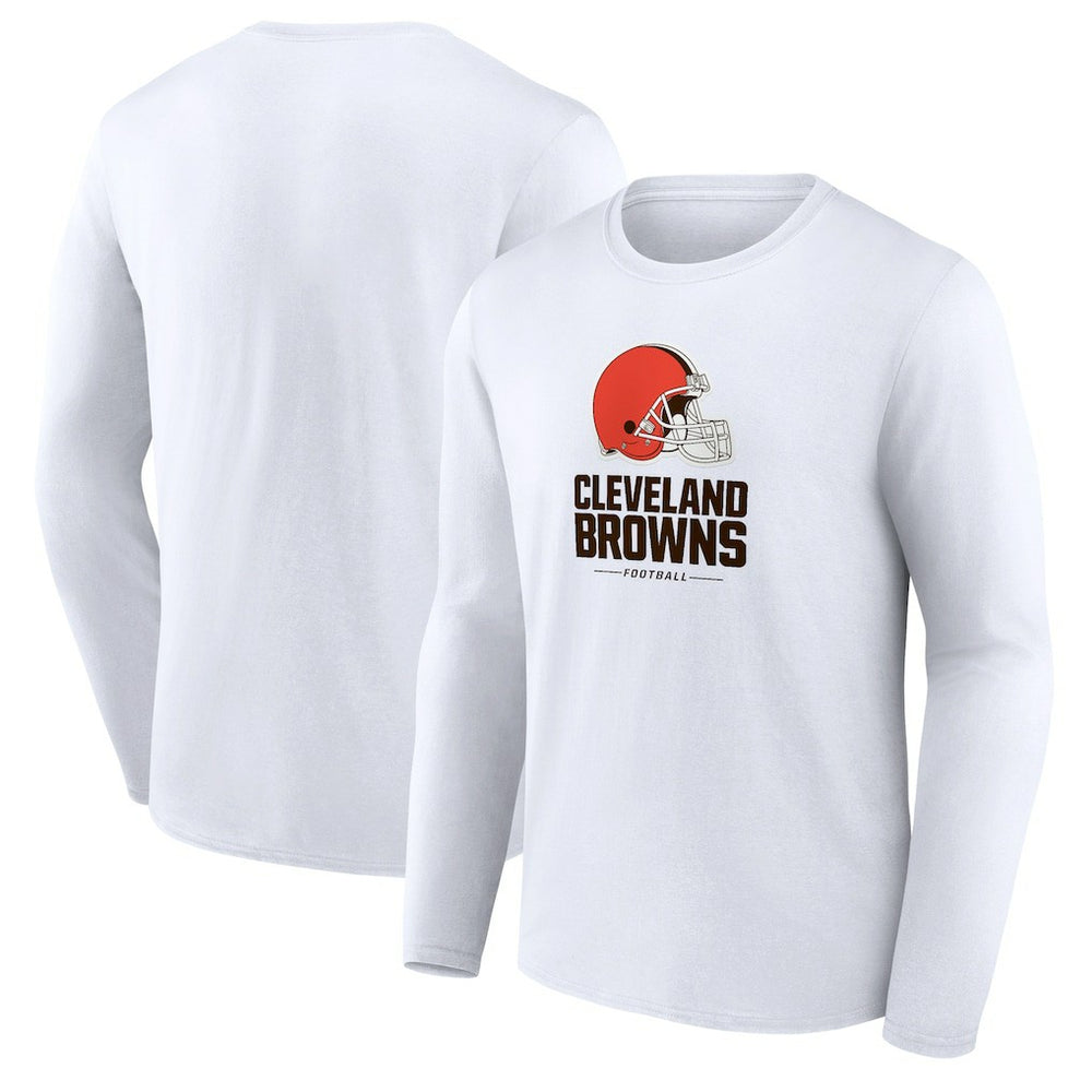 Cleveland Browns Team Lockup Long Sleeve T-Shirt - White on sale