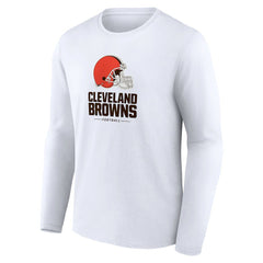 Cleveland Browns Team Lockup Long Sleeve T-Shirt - White on sale