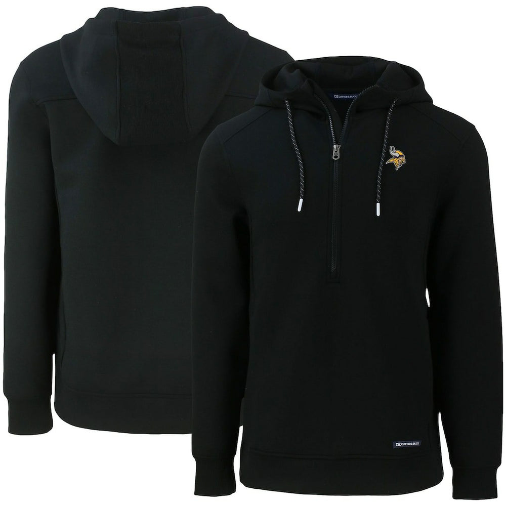 Minnesota Vikings Cutter & Buck Primary Mark Roam Eco Recycled Half-Zip Pullover Hoodie - Black for sale
