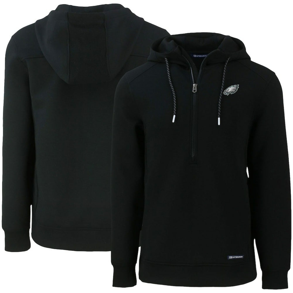 Philadelphia Eagles Cutter & Buck Primary Mark Roam Eco Recycled Half-Zip Pullover Hoodie - Black discount