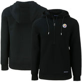Pittsburgh Steelers Cutter & Buck Primary Mark Roam Eco Recycled Half-Zip Pullover Hoodie - Black on sale