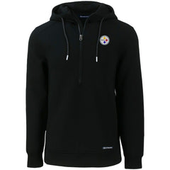 Pittsburgh Steelers Cutter & Buck Primary Mark Roam Eco Recycled Half-Zip Pullover Hoodie - Black on sale