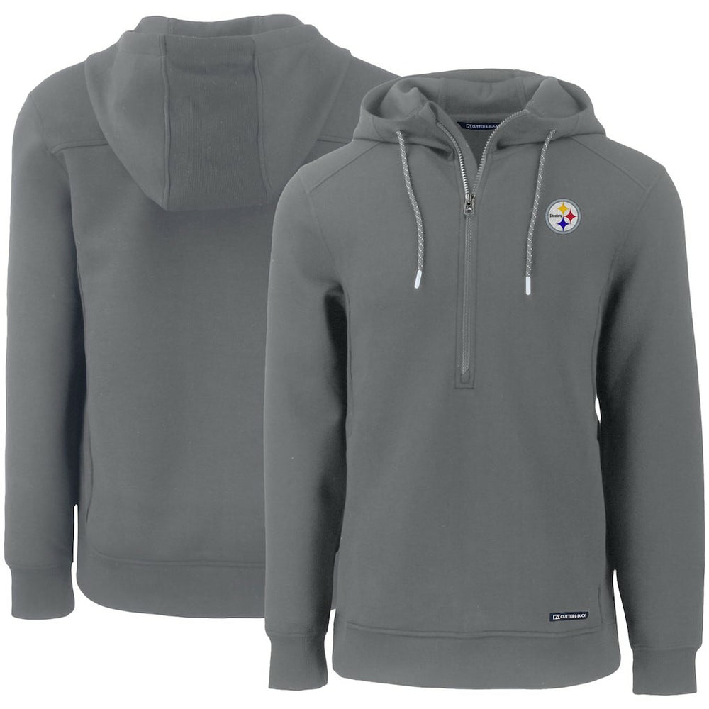 Pittsburgh Steelers Cutter & Buck Primary Mark Roam Eco Recycled Half-Zip Pullover Hoodie - Gray sale