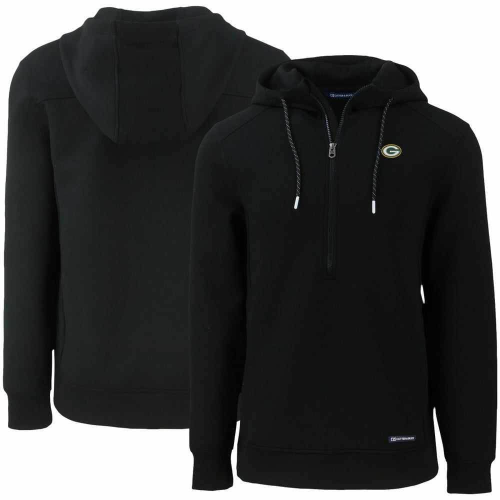 Green Bay Packers Cutter & Buck Primary Mark Roam Eco Recycled Half-Zip Pullover Hoodie - Black for sale