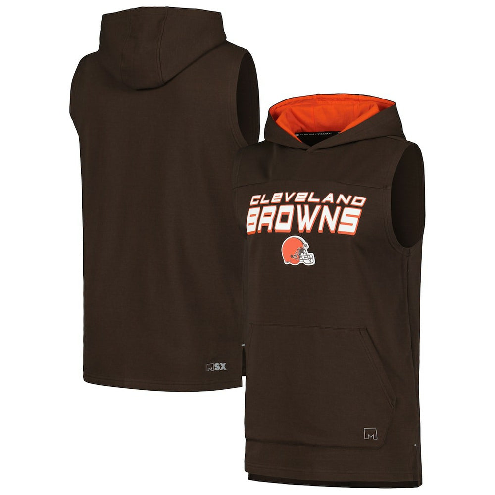 Cleveland Browns MSX by Michael Strahan Captain Sleeveless Hoodie T-Shirt - Brown discount