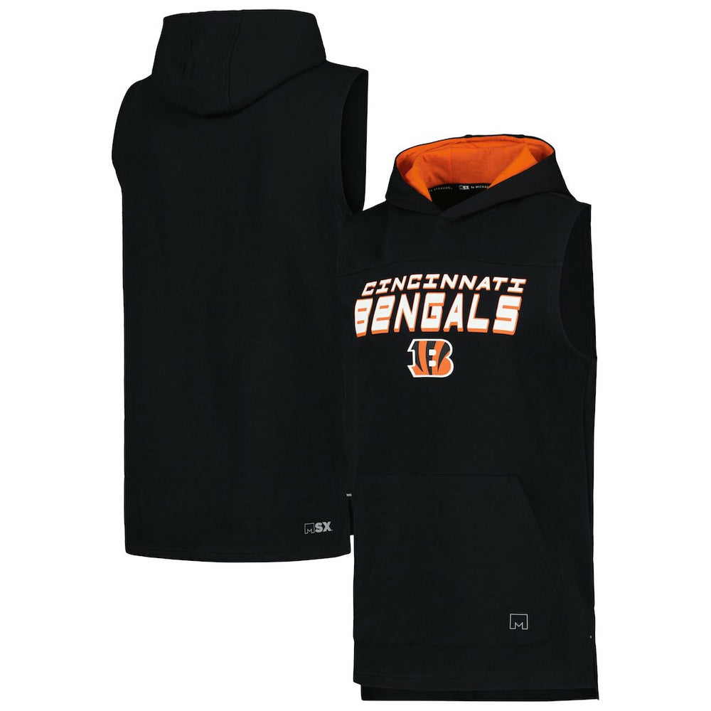 Cincinnati Bengals MSX by Michael Strahan Captain Sleeveless Hoodie T-Shirt - Black on sale