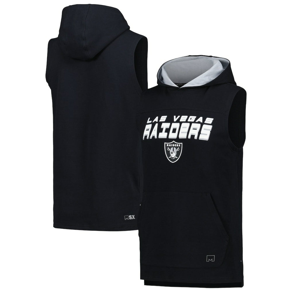 Las Vegas Raiders MSX by Michael Strahan Captain Sleeveless Hoodie T-Shirt - Black online