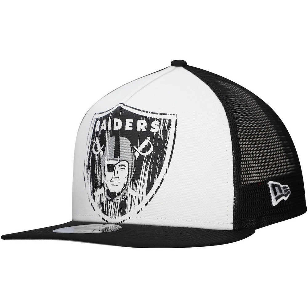 New Era Las Vegas Raiders Distressed 9FIFTY A-Frame Snapback Hat - White/Black on sale